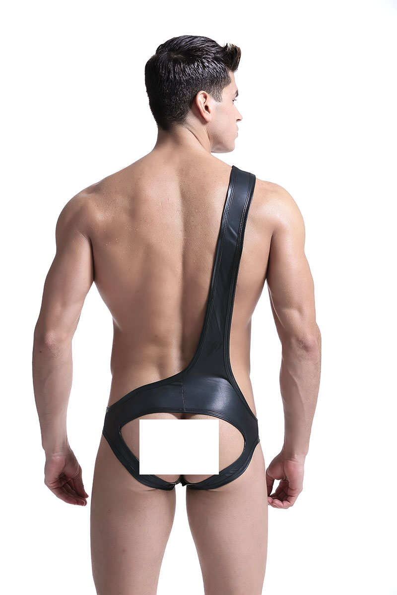 Black leather bodysuit